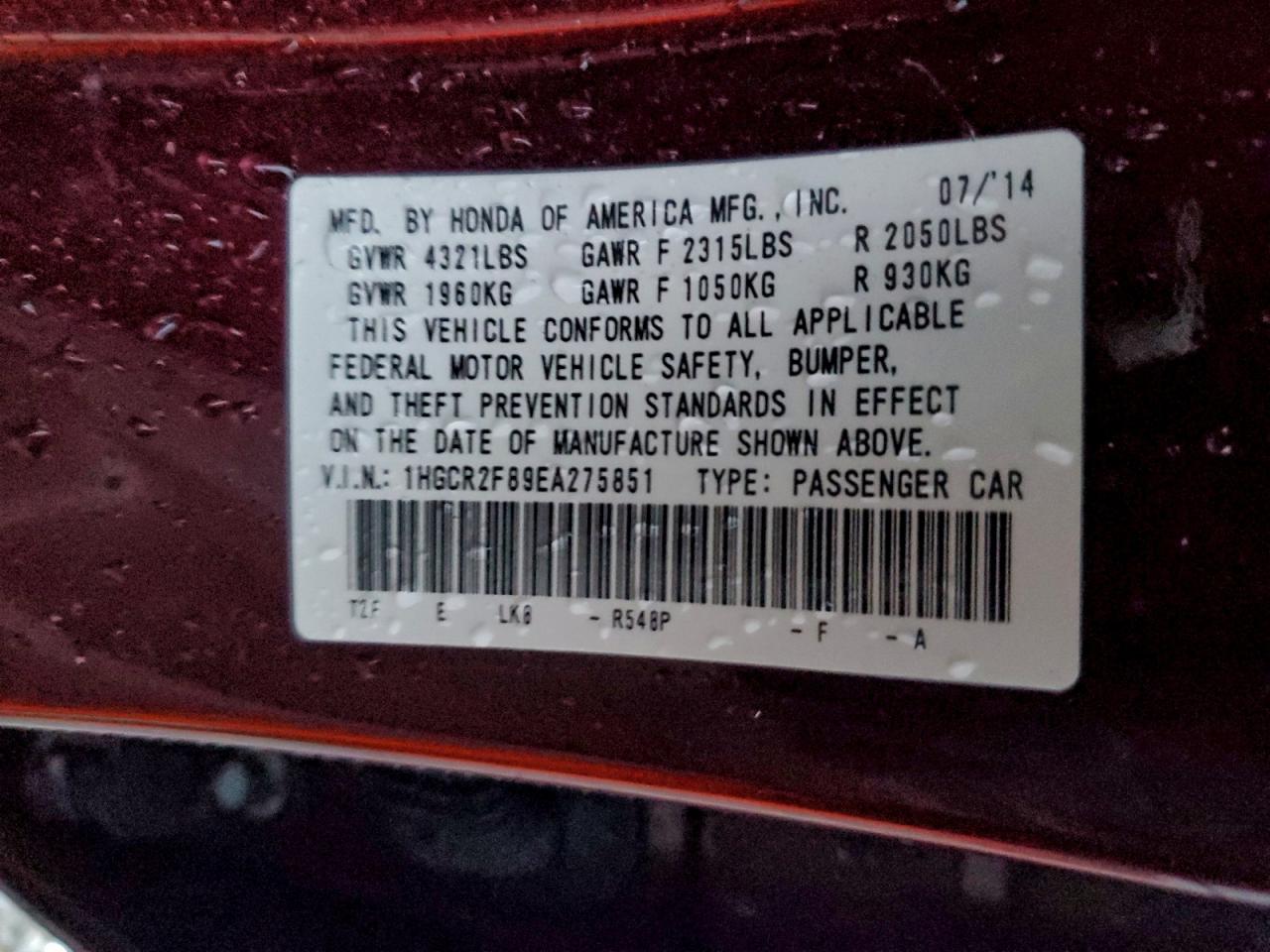 2014 HONDA ACCORD EXL photo 23