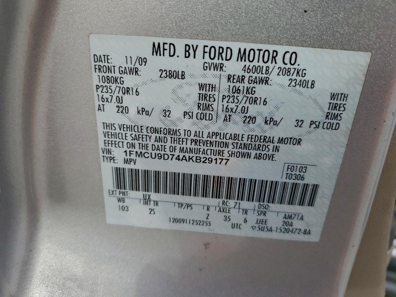 2010 FORD ESCAPE XLT photo 27
