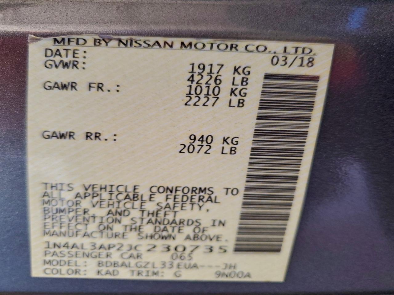 2018 NISSAN ALTIMA 2.5 photo 34