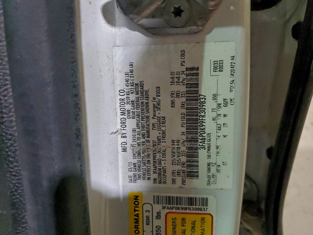 2015 FORD FUSION TITANIUM photo 13