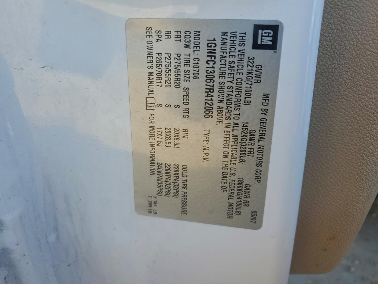 2007 CHEVROLET TAHOE C1500 photo 25