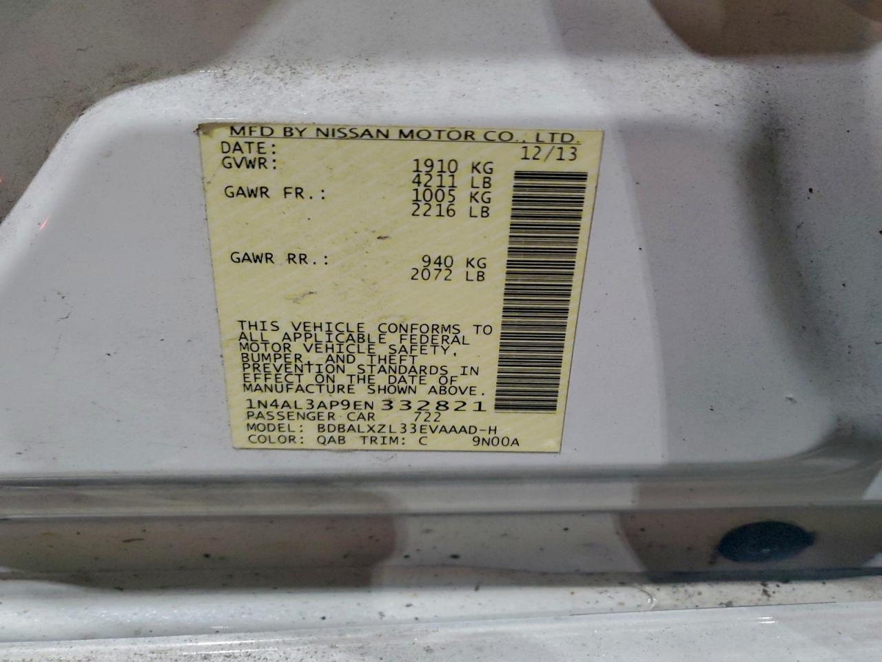 2014 NISSAN ALTIMA 2.5 photo 12