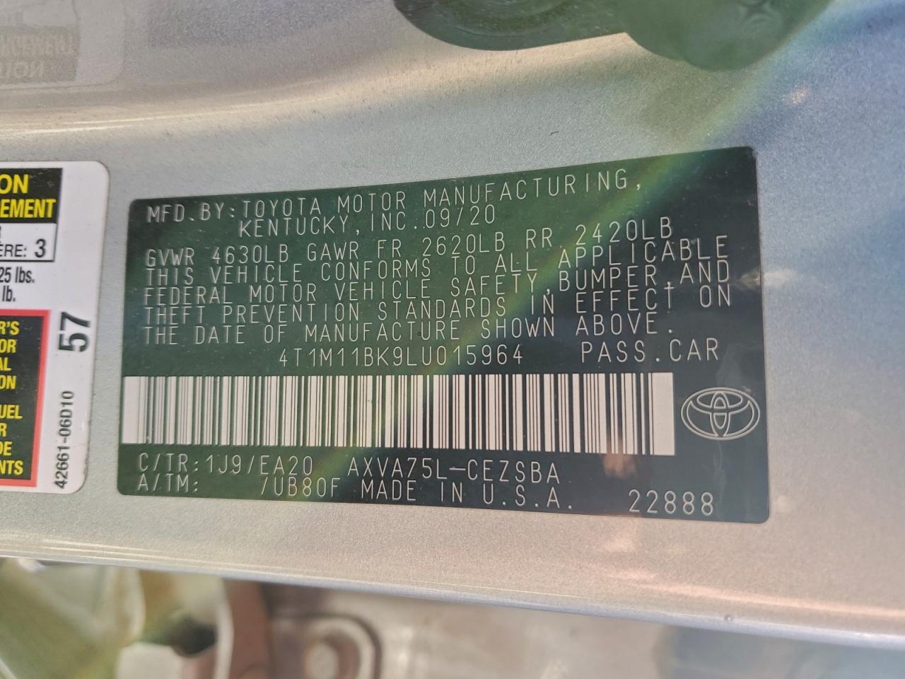 2020 TOYOTA CAMRY SE photo 23