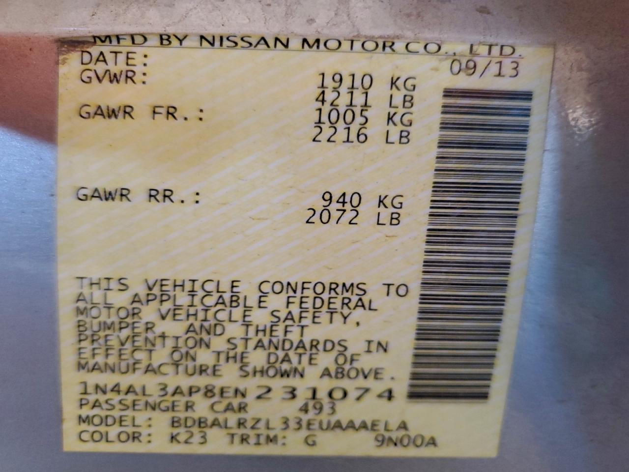 2014 NISSAN ALTIMA 2.5 photo 45