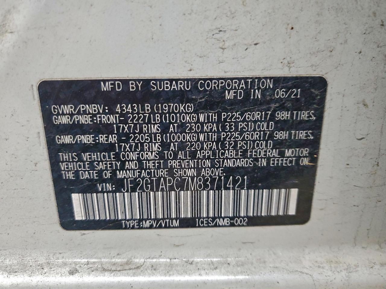 2021 SUBARU CROSSTREK PREMIUM photo 25