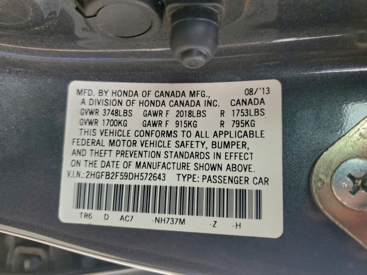 2013 HONDA CIVIC LX photo 23