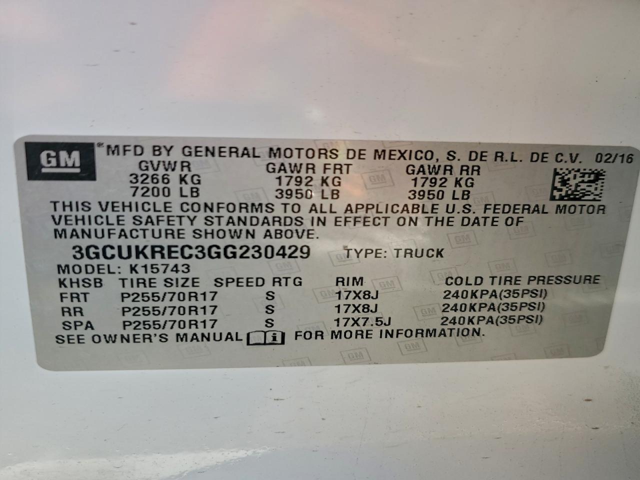 2016 CHEVROLET SILVERADO K1500 LT photo 12