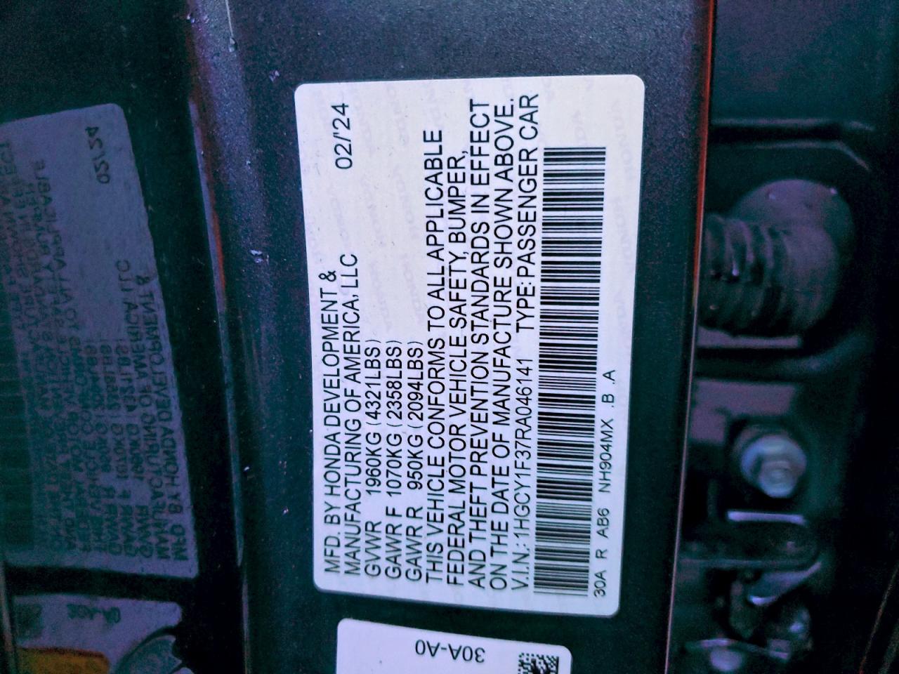 2024 HONDA ACCORD EX photo 23
