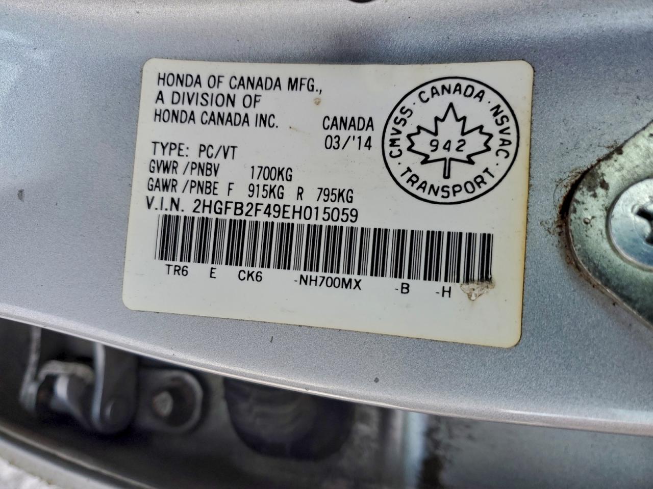 2014 HONDA CIVIC LX photo 12
