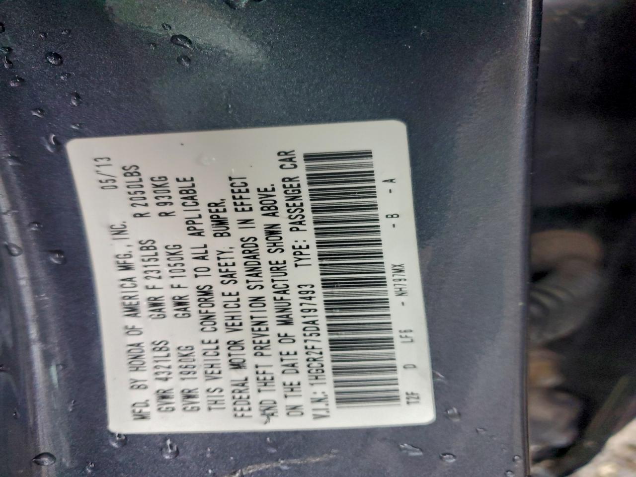 2013 HONDA ACCORD EX photo 25
