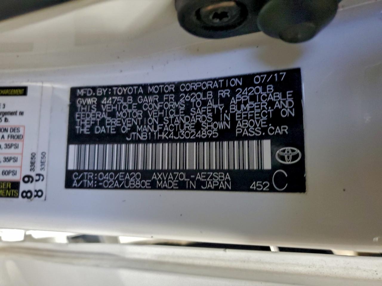 2018 TOYOTA CAMRY L photo 45