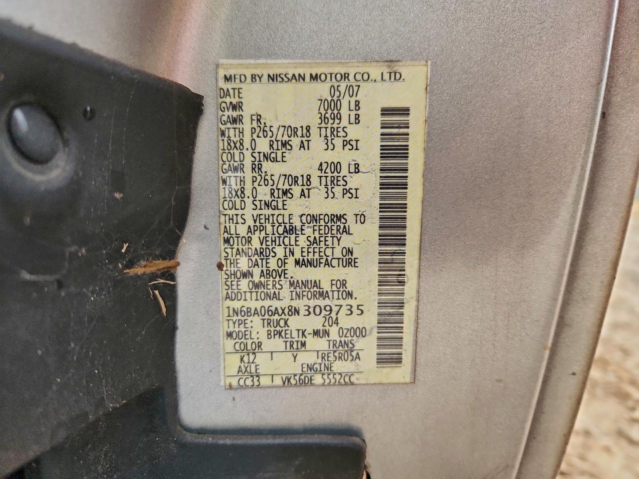 2008 NISSAN TITAN XE photo 12