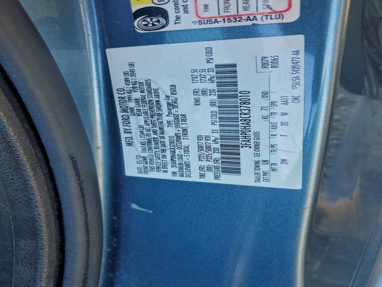 2012 FORD FUSION SE photo 23