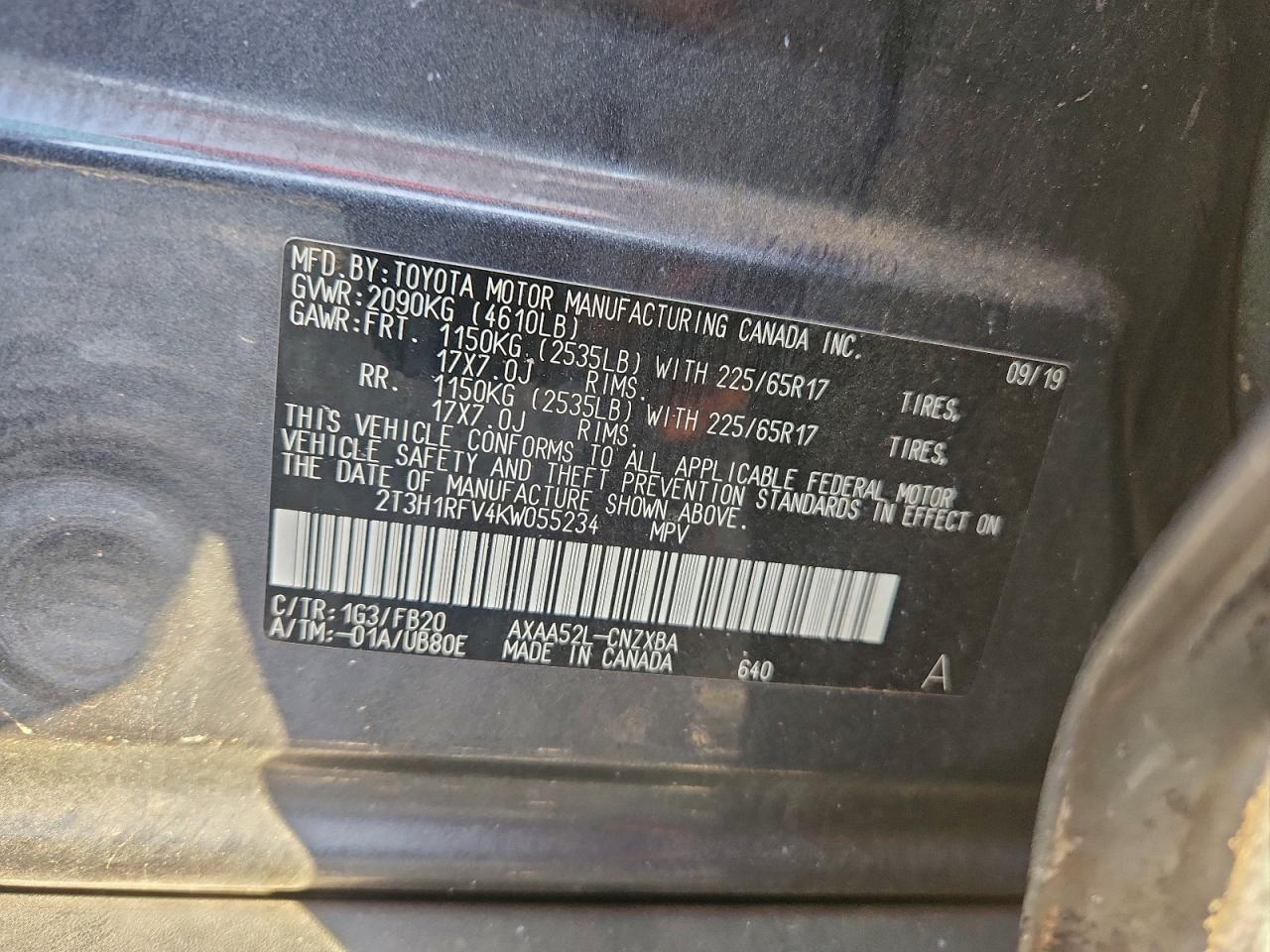 2019 TOYOTA RAV4 LE photo 13