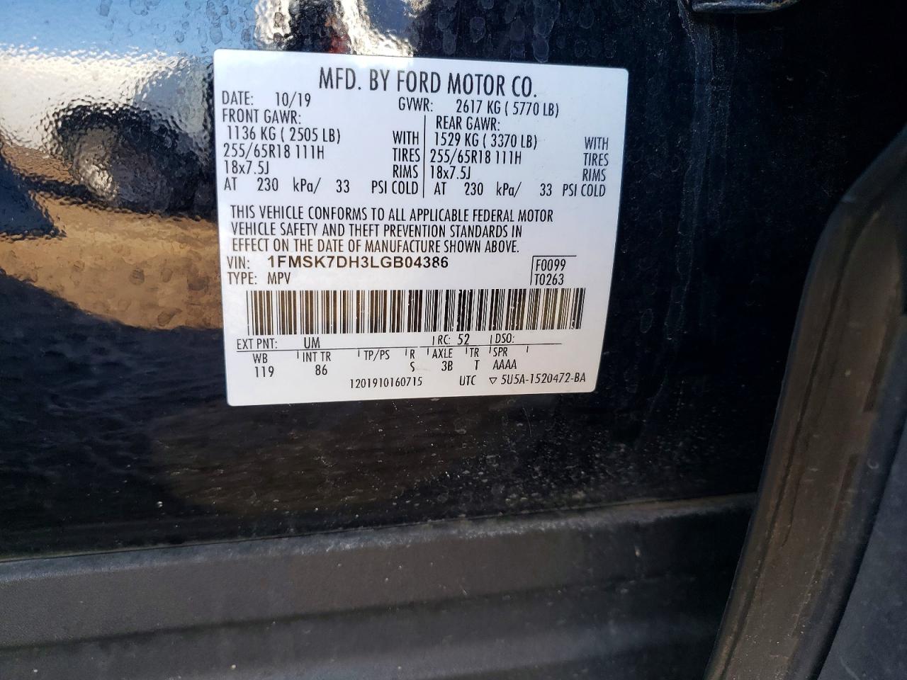 2020 FORD EXPLORER XLT photo 13