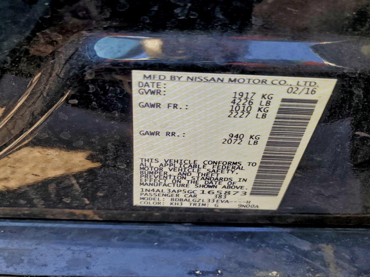2016 NISSAN ALTIMA 2.5 photo 12