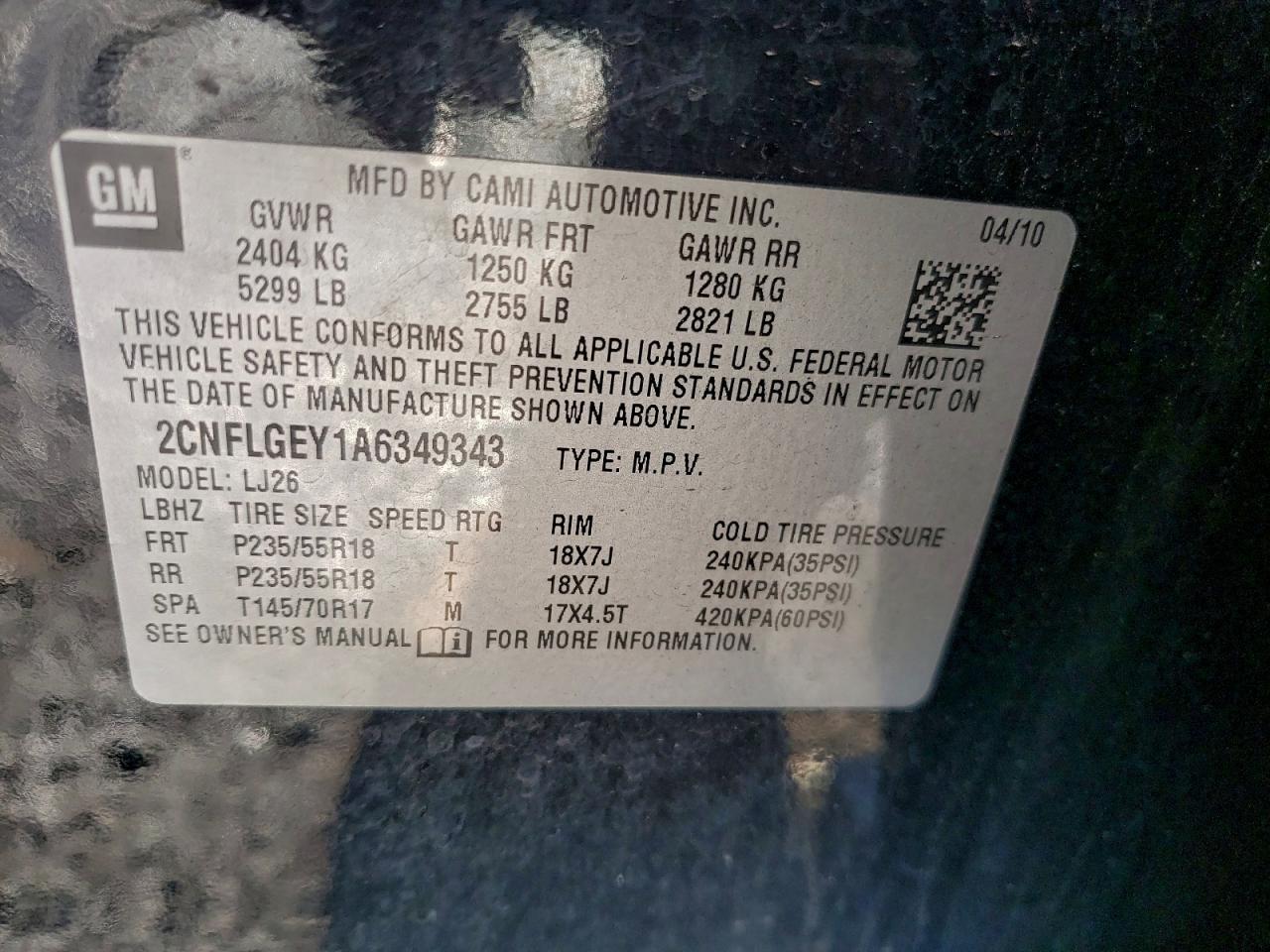 2010 CHEVROLET EQUINOX LTZ photo 12