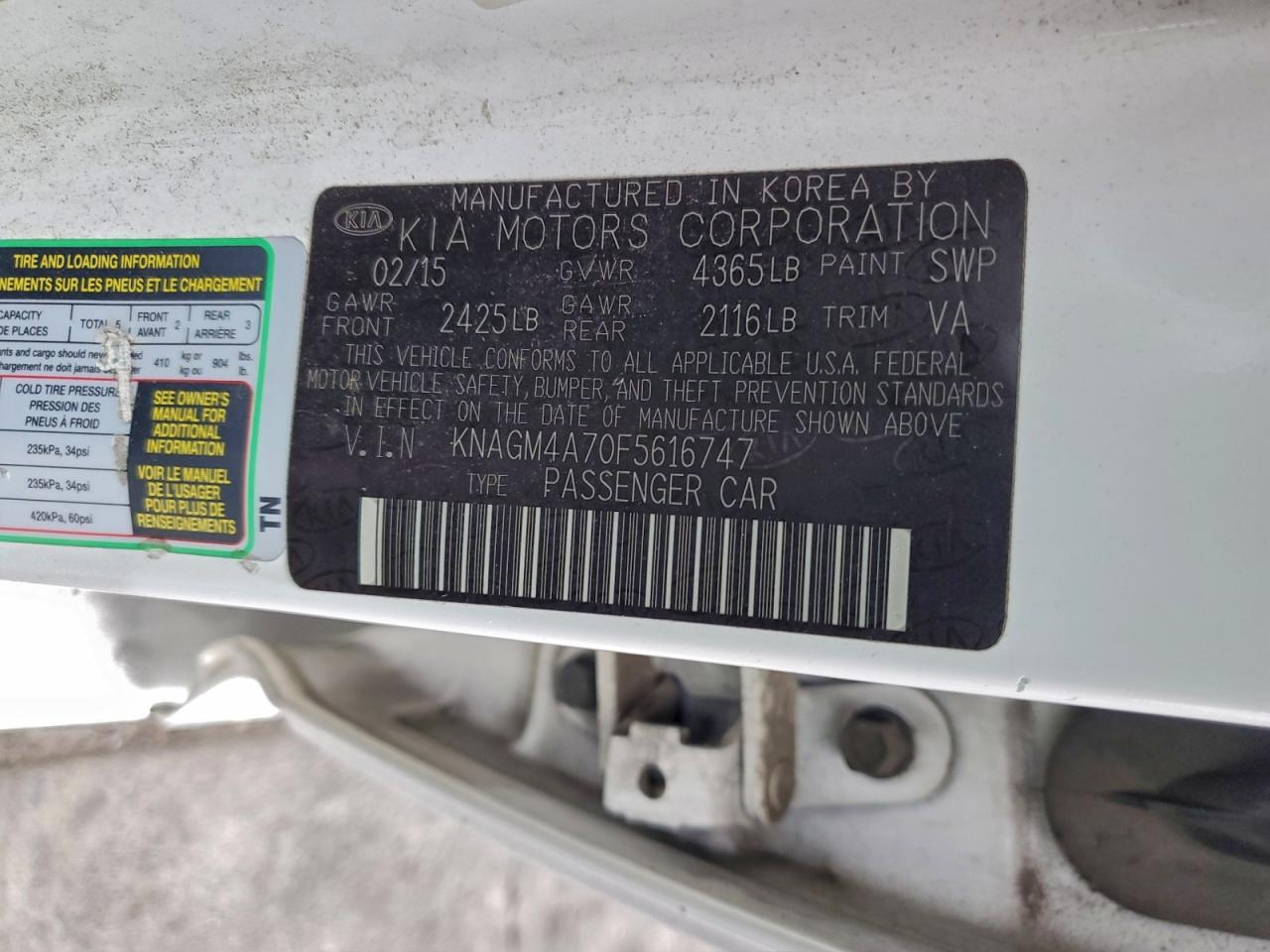 2015 KIA OPTIMA LX photo 13