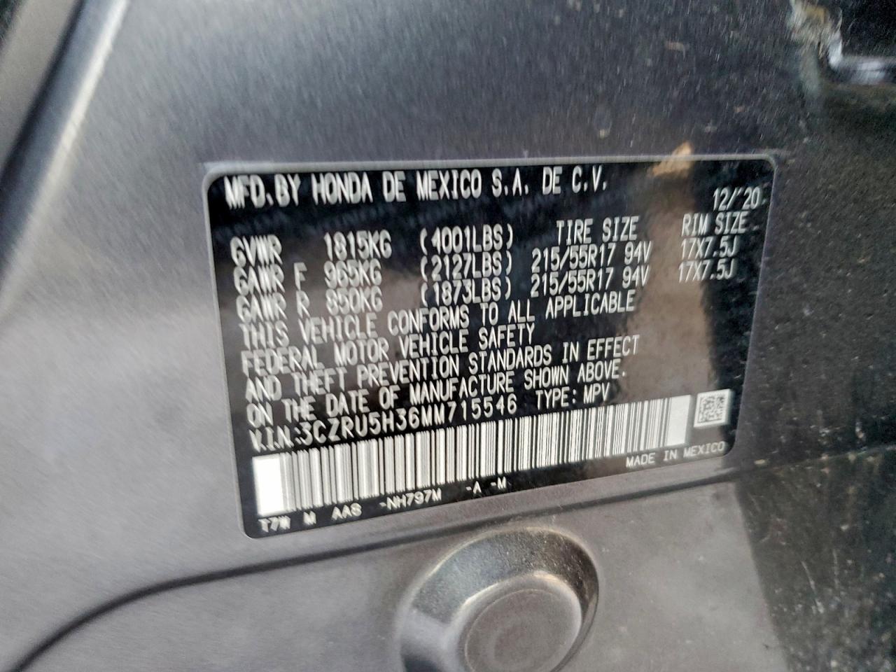 2021 HONDA HR-V LX photo 37
