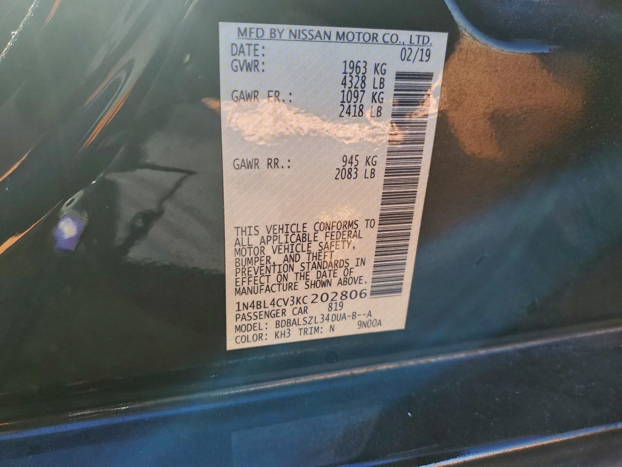 2019 NISSAN ALTIMA SR photo 34