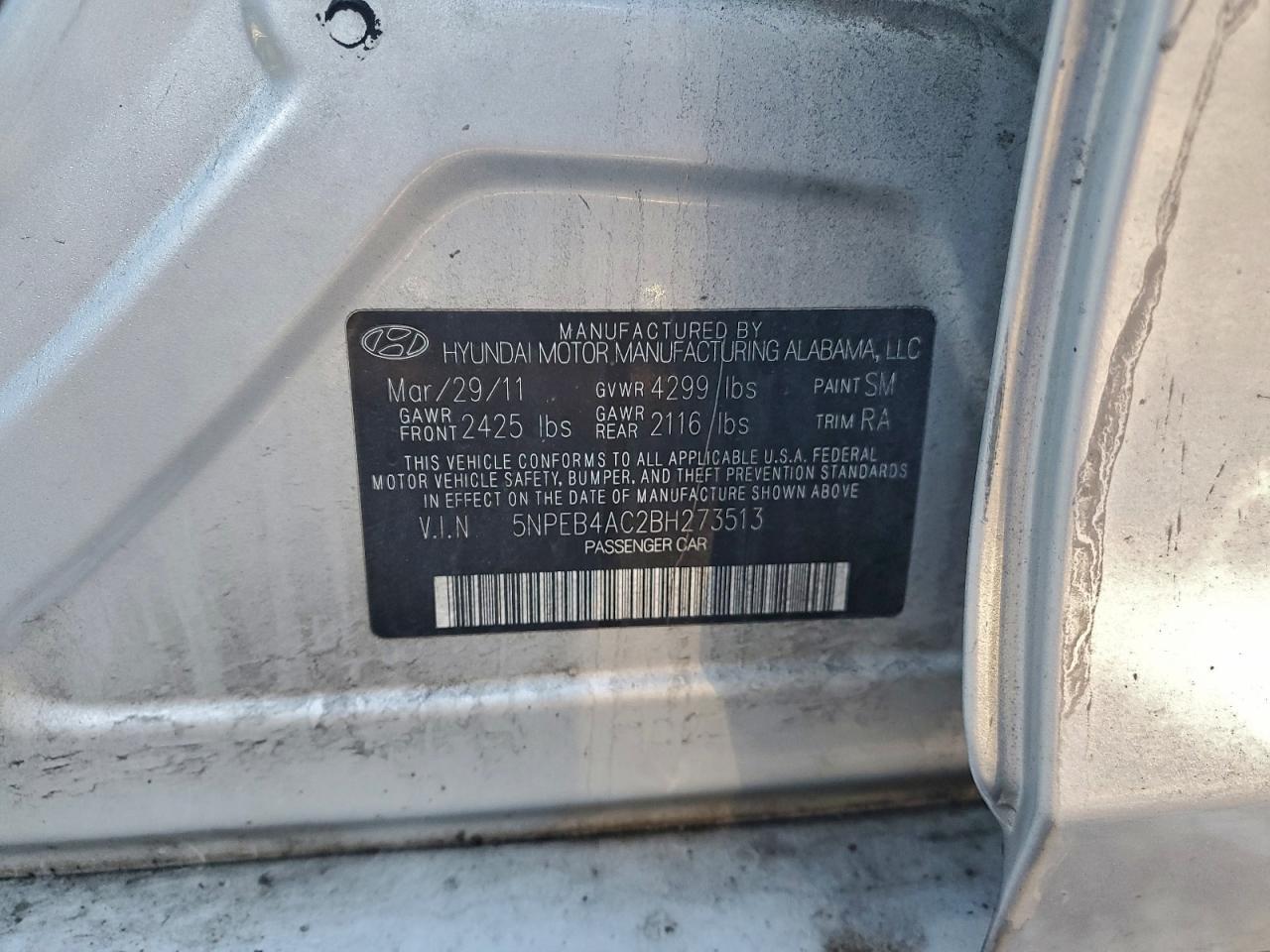 2011 HYUNDAI SONATA GLS photo 12
