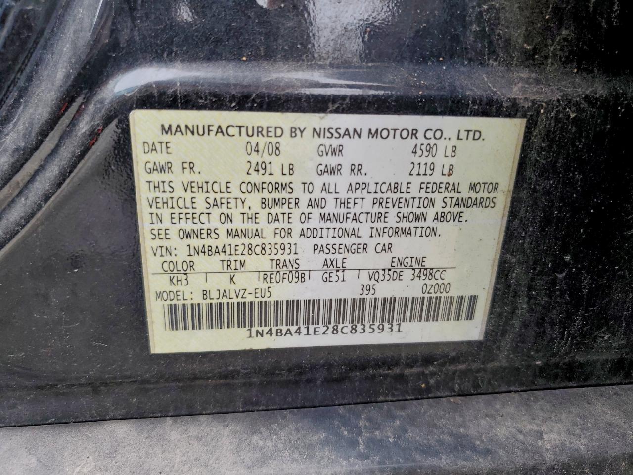 2008 NISSAN MAXIMA SE photo 12