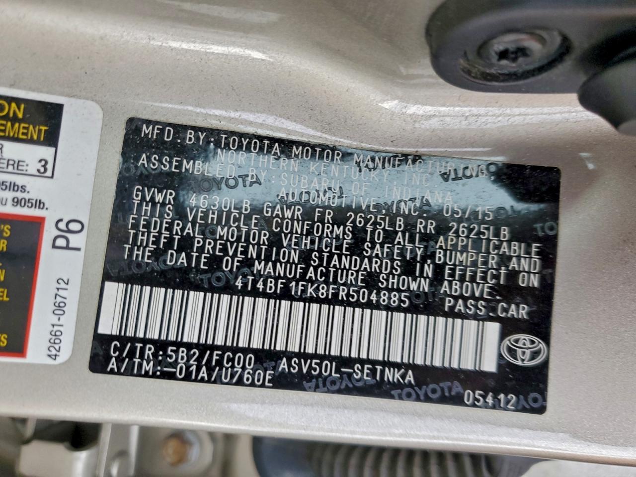 2015 TOYOTA CAMRY LE photo 12