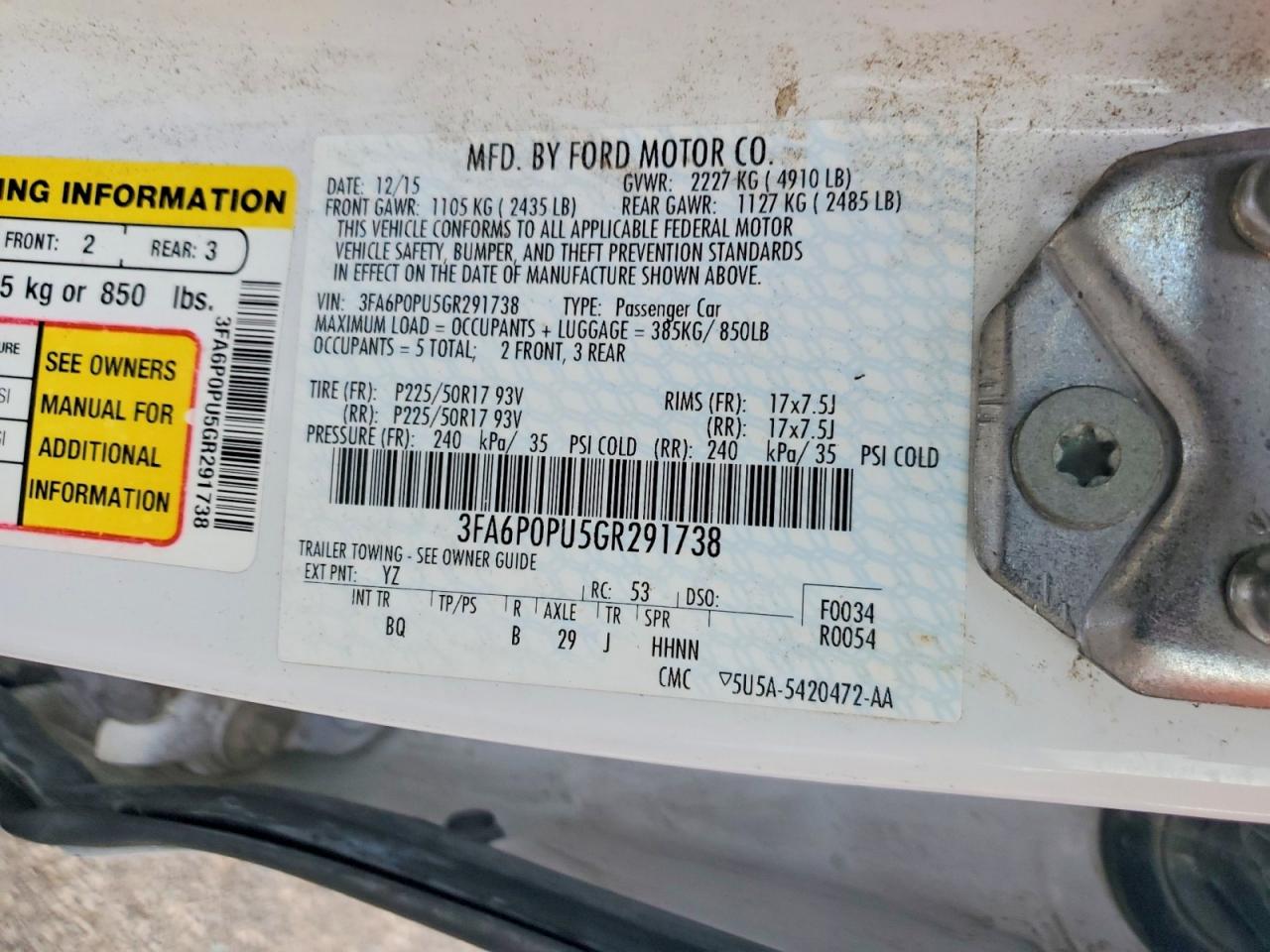 2016 FORD FUSION SE PHEV photo 23