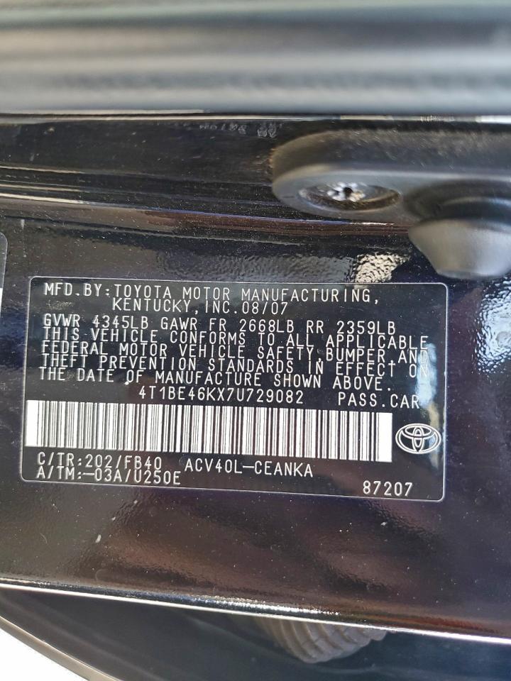 2007 TOYOTA CAMRY CE photo 12