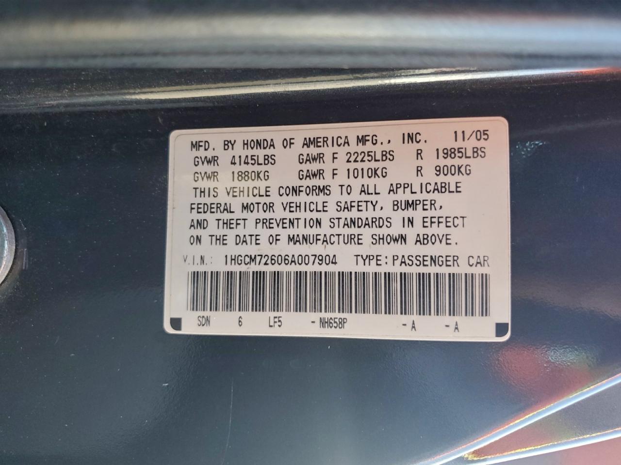 2006 HONDA ACCORD EX photo 23