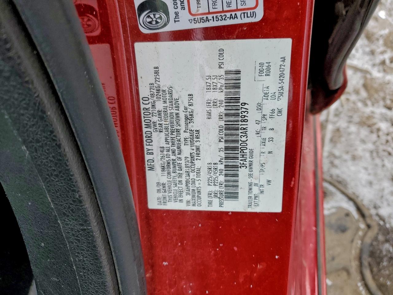 2010 FORD FUSION SPORT photo 12