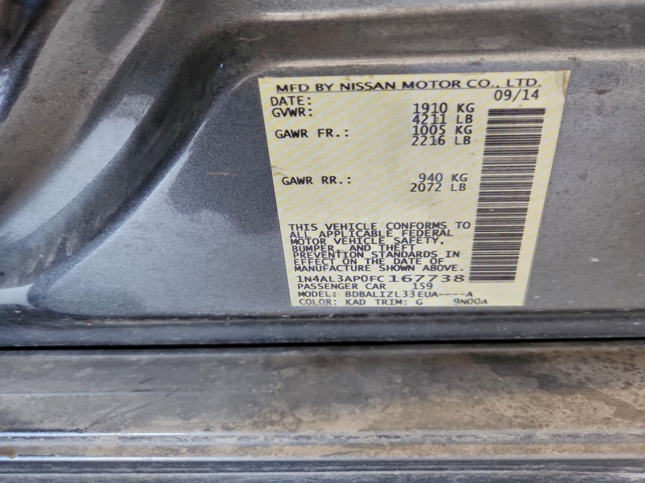 2015 NISSAN ALTIMA 2.5 photo 45