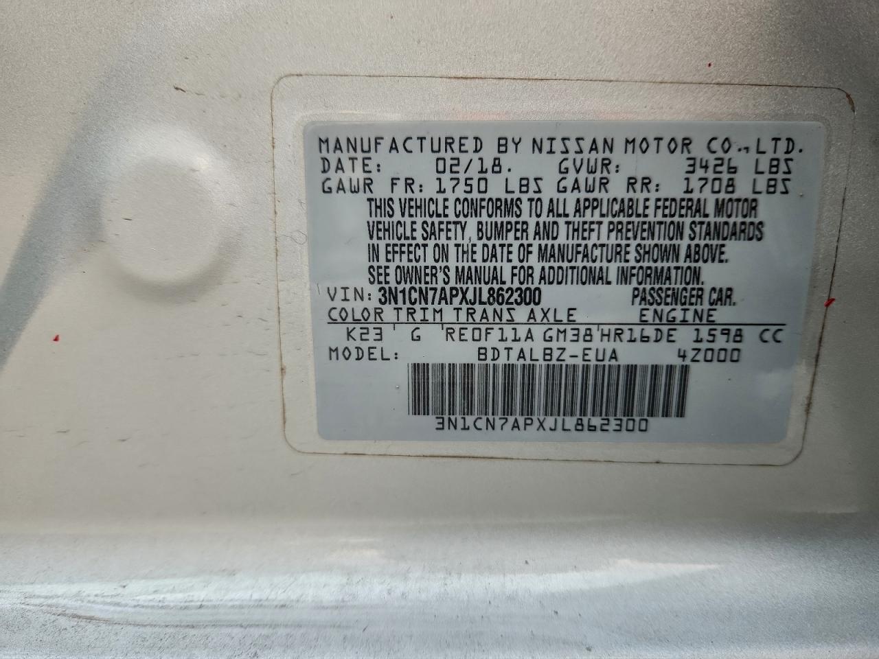 2018 NISSAN VERSA S photo 34