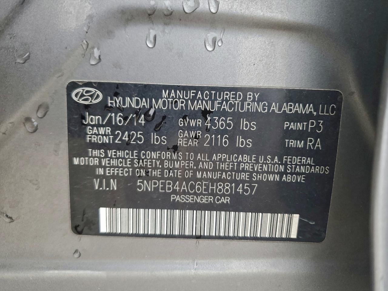 2014 HYUNDAI SONATA GLS photo 25