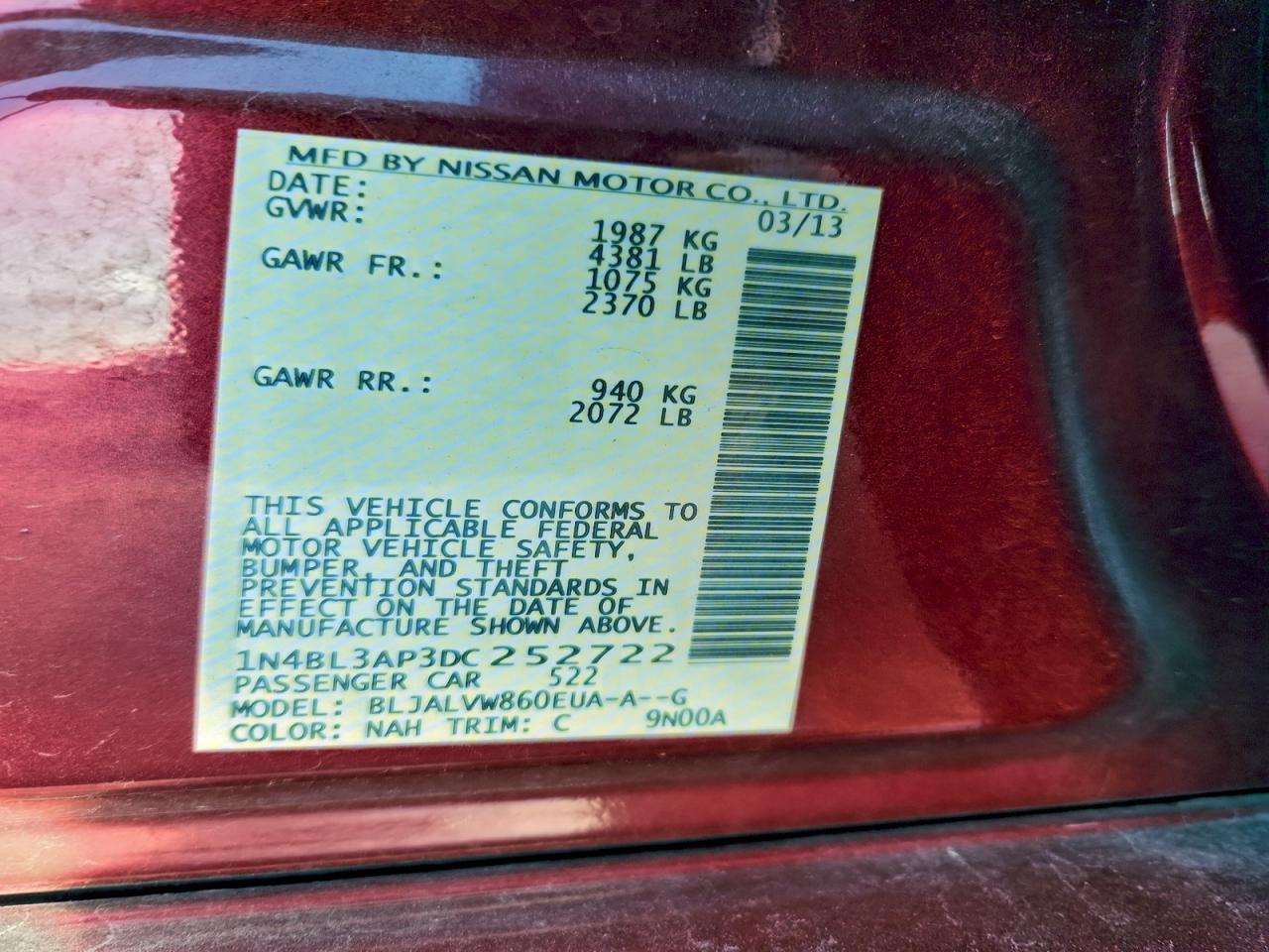 2013 NISSAN ALTIMA 3.5S photo 12