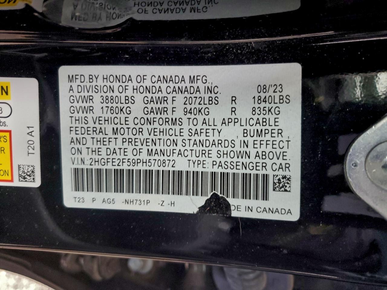 2023 HONDA CIVIC SPORT photo 12