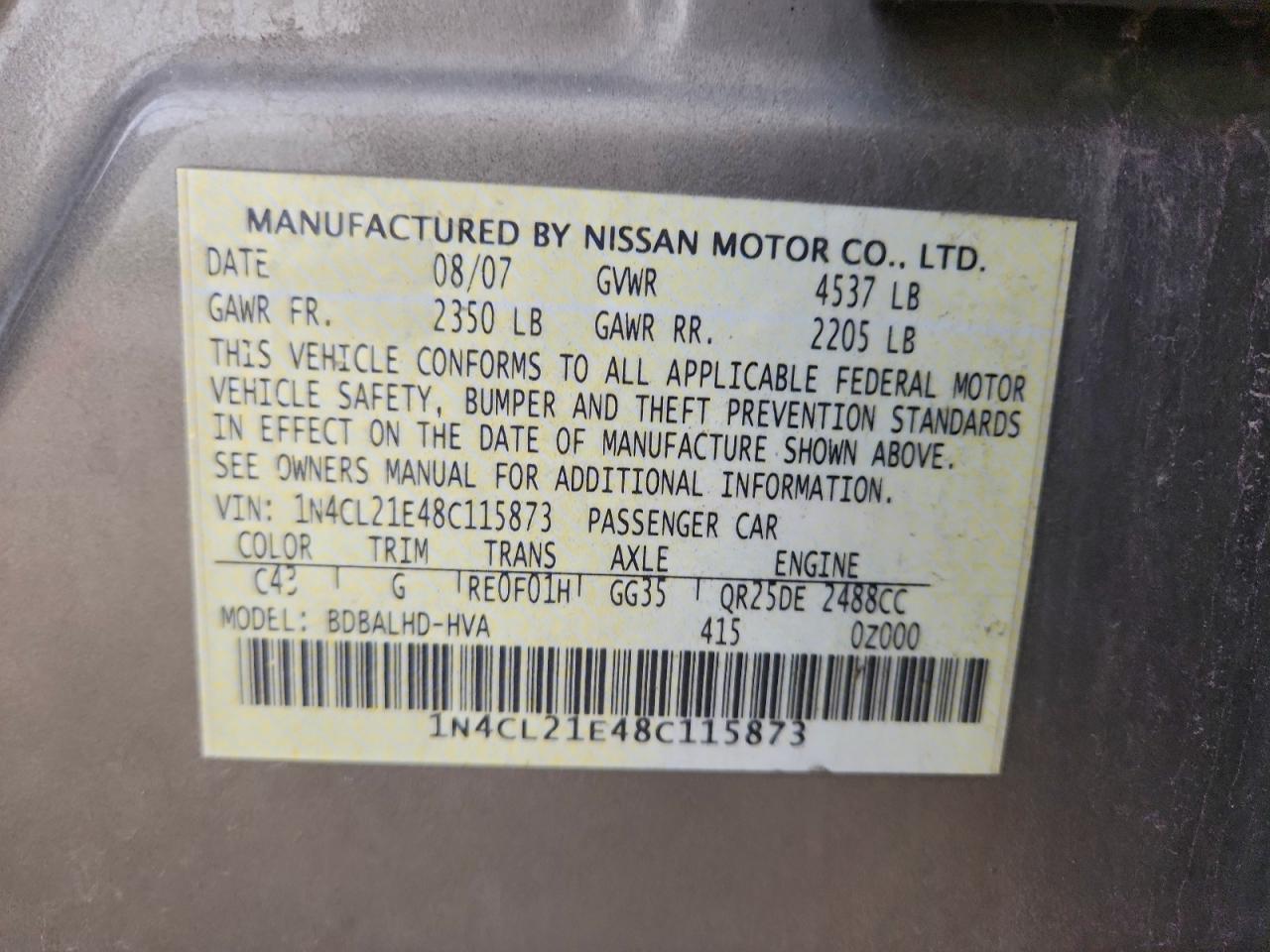 2008 NISSAN ALTIMA HYBRID photo 12