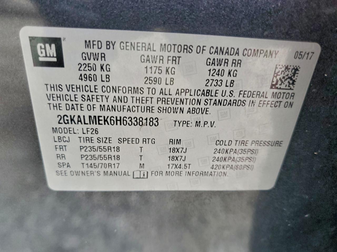 2017 GMC TERRAIN SLE photo 14