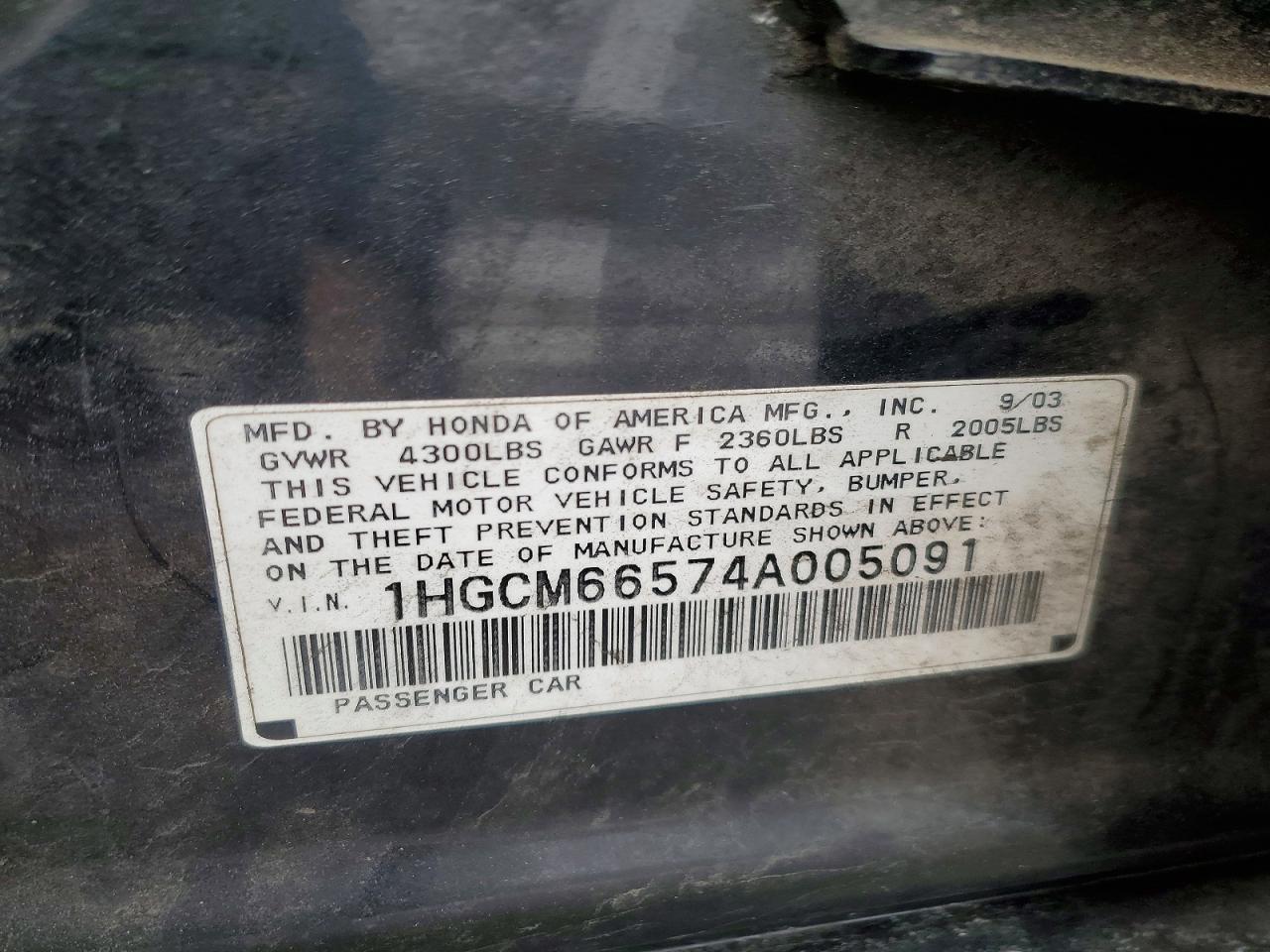 2004 HONDA ACCORD EX photo 12
