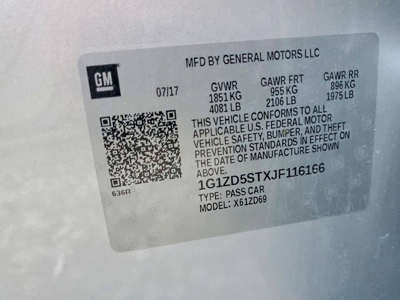 2018 CHEVROLET MALIBU LT photo 12