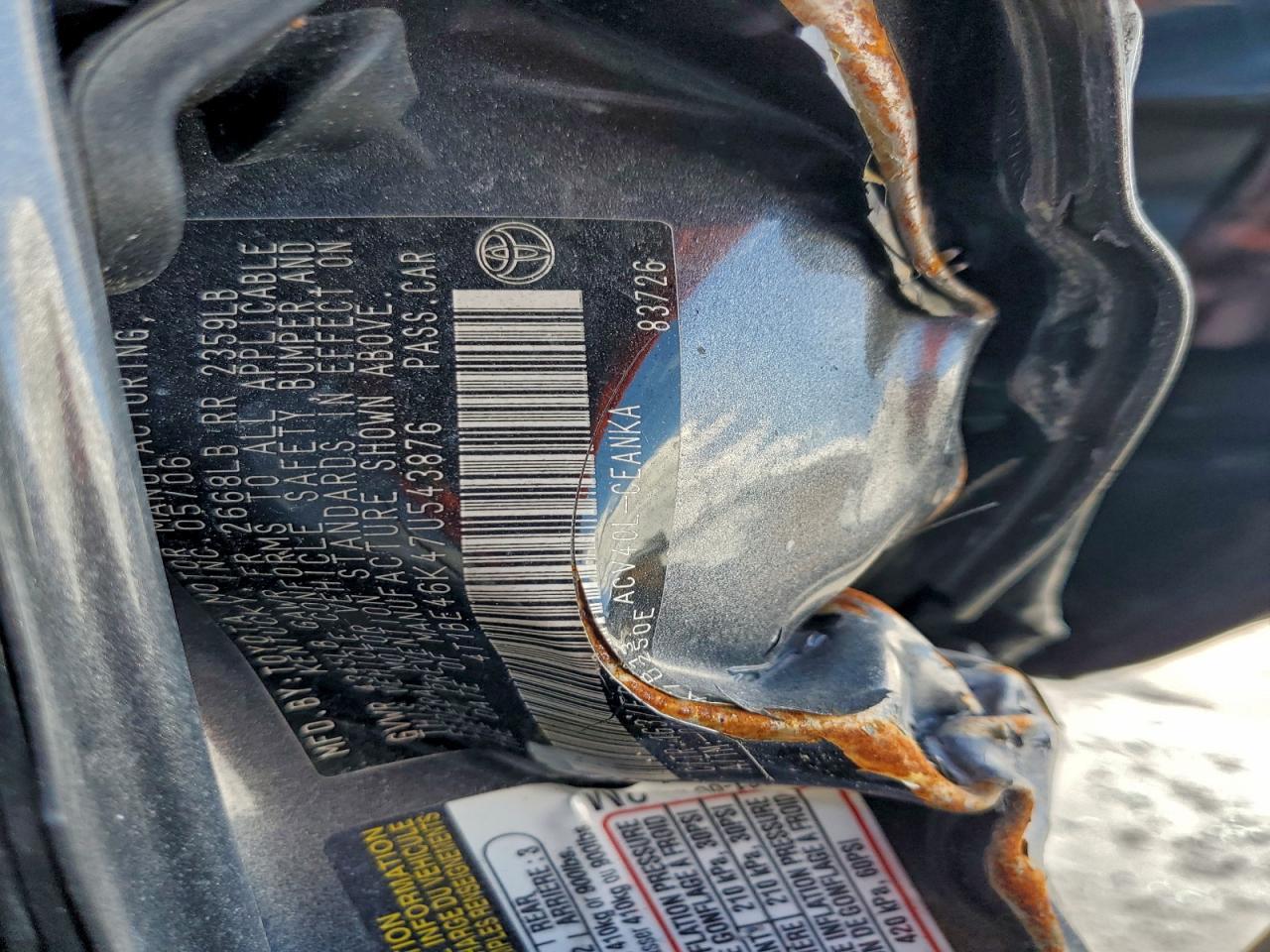 2007 TOYOTA CAMRY CE photo 13
