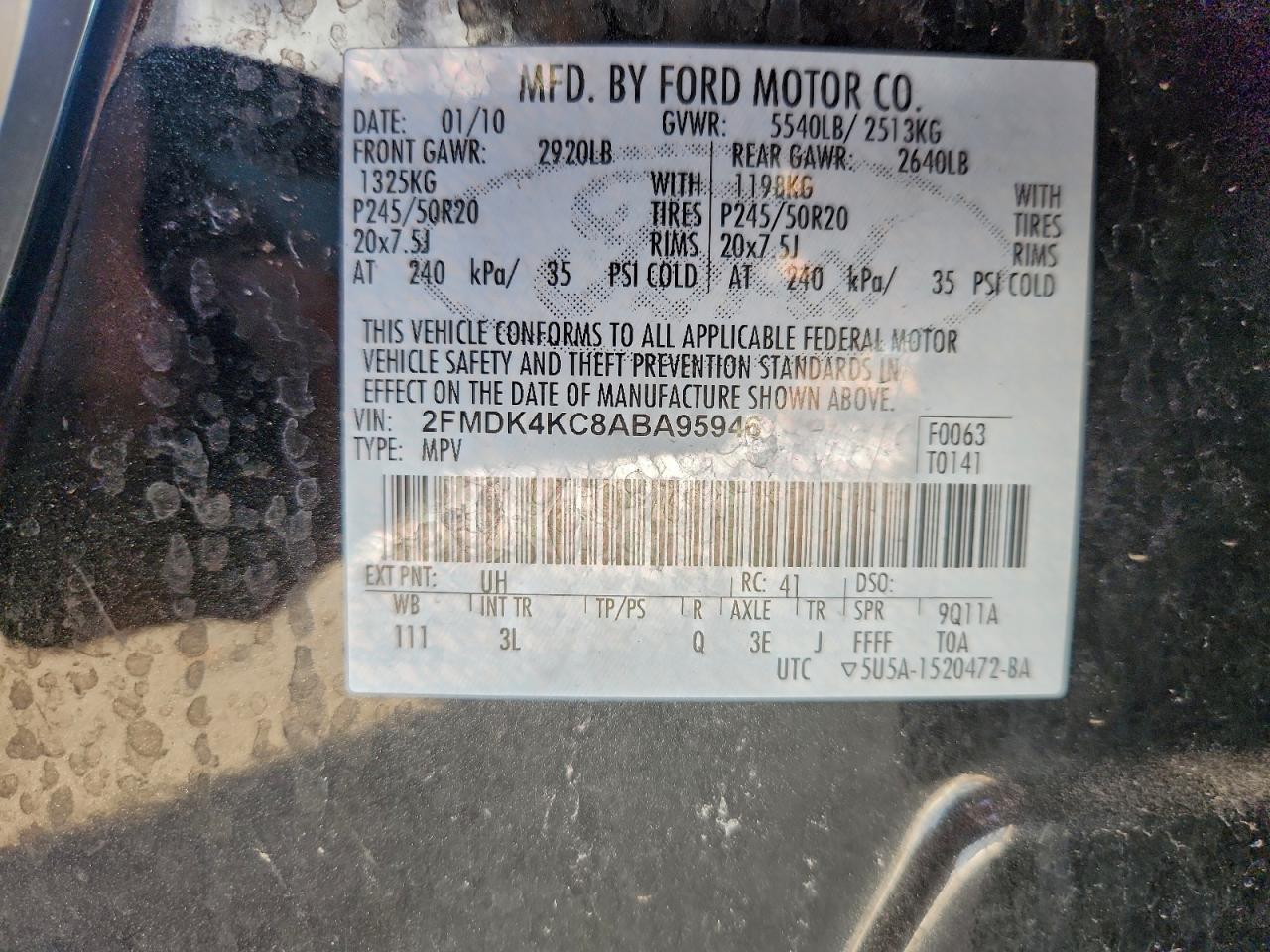 2010 FORD EDGE LIMITED photo 13