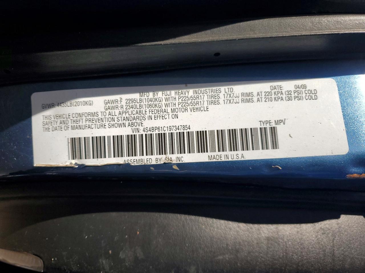 2009 SUBARU OUTBACK 2.5I photo 23