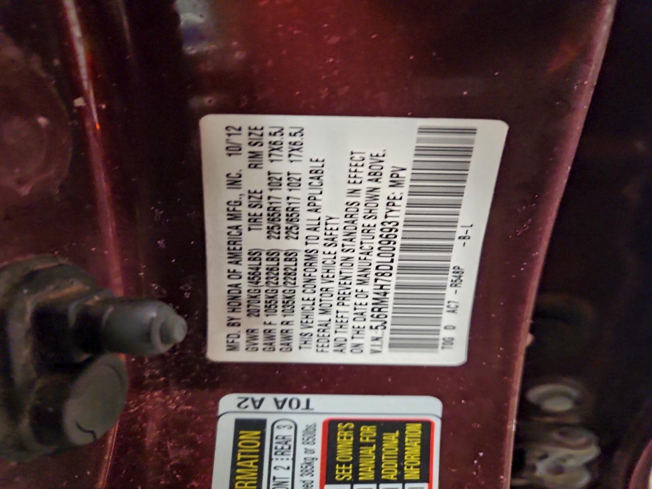 2013 HONDA CR-V EXL photo 12