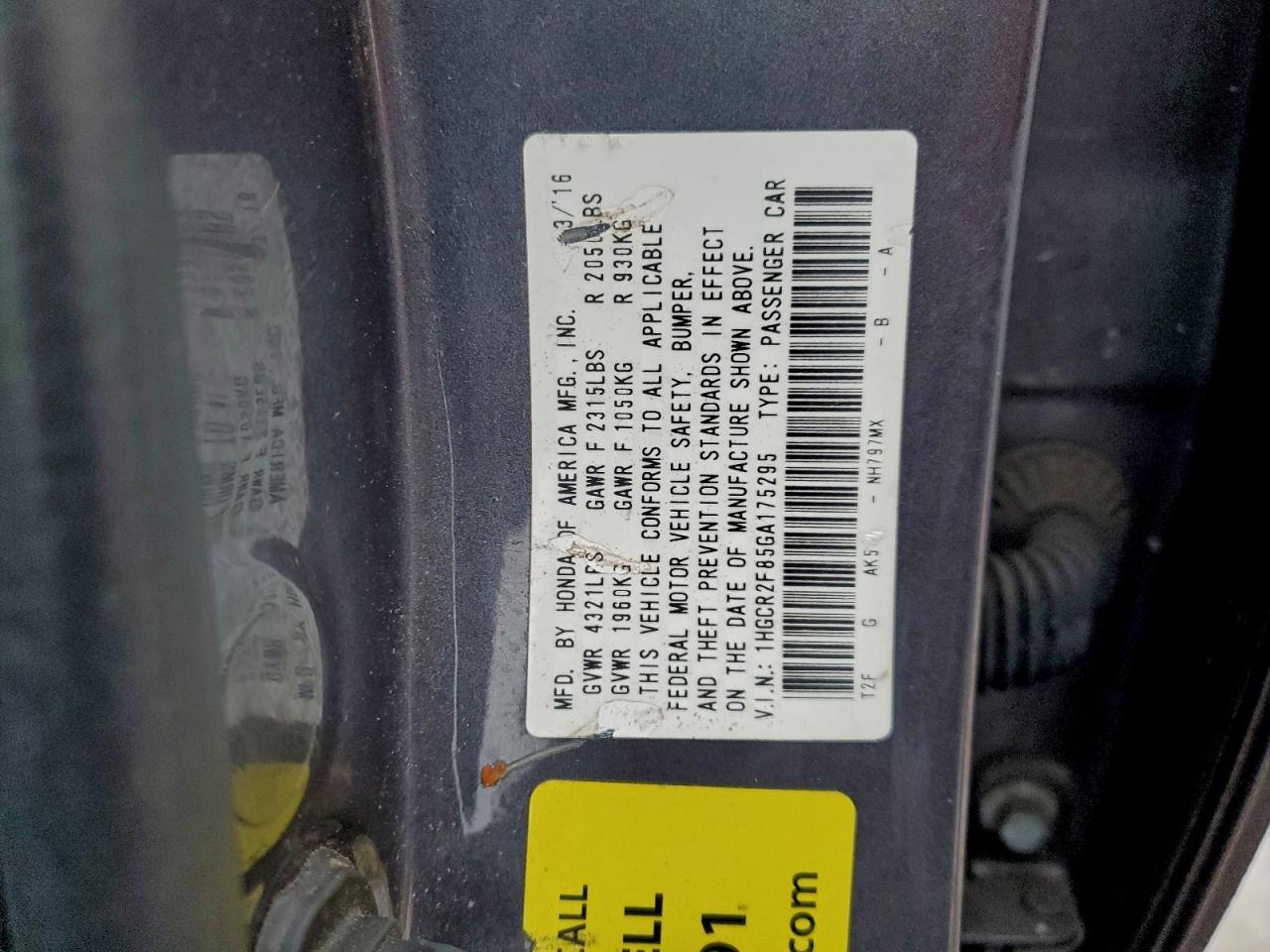 2016 HONDA ACCORD EXL photo 23
