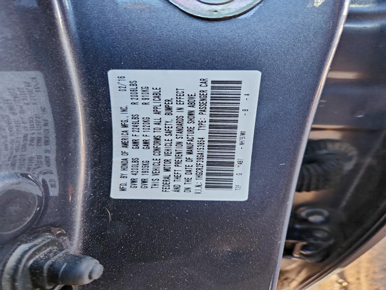 2016 HONDA ACCORD LX photo 13