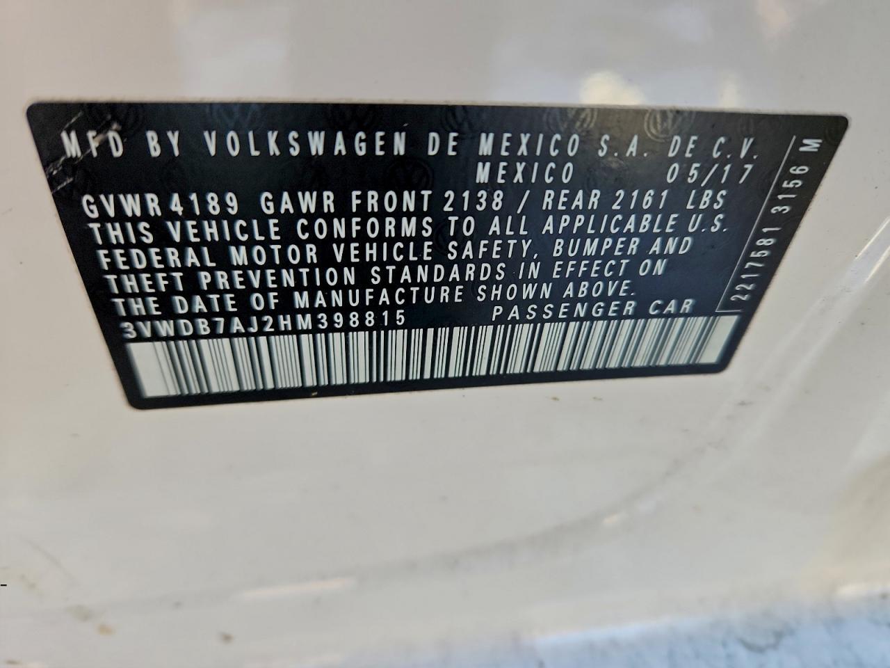 2017 VOLKSWAGEN JETTA SE photo 12