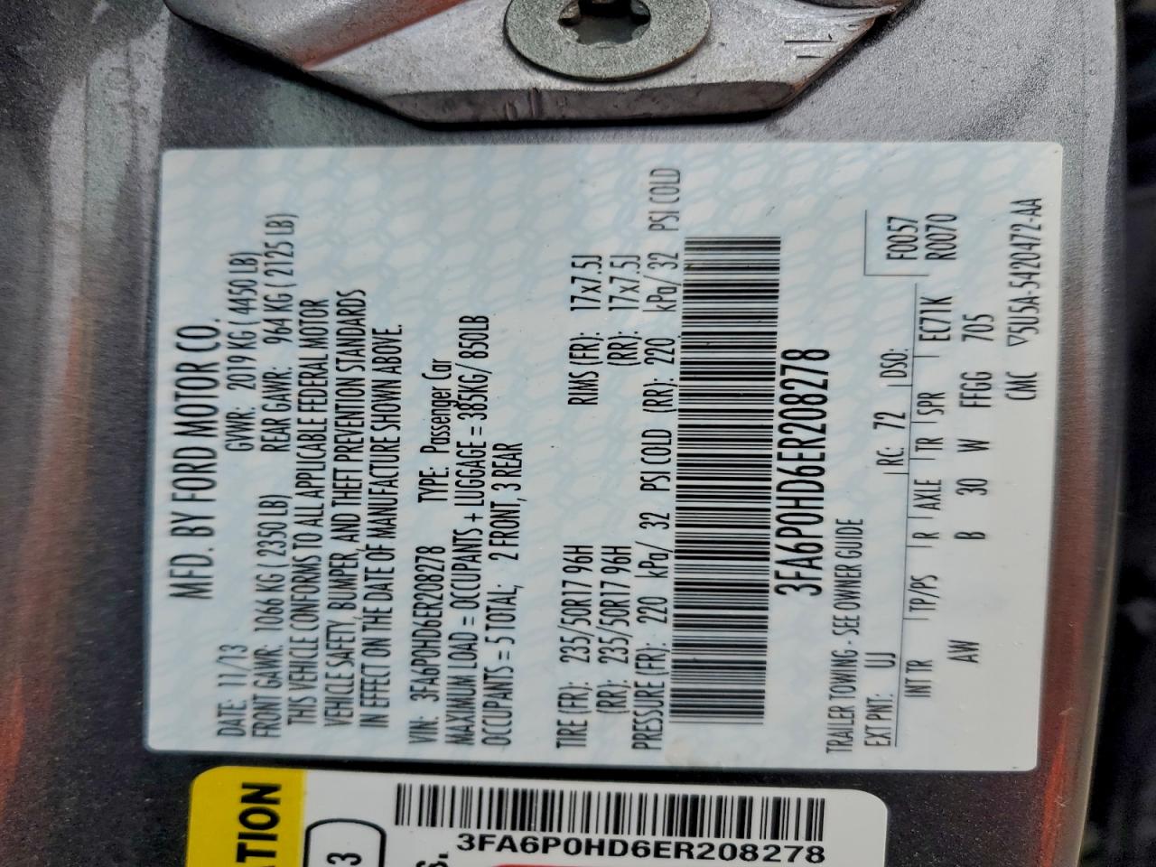 2014 FORD FUSION SE photo 34