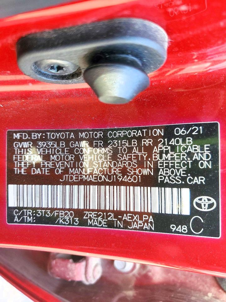 2022 TOYOTA COROLLA LE photo 12