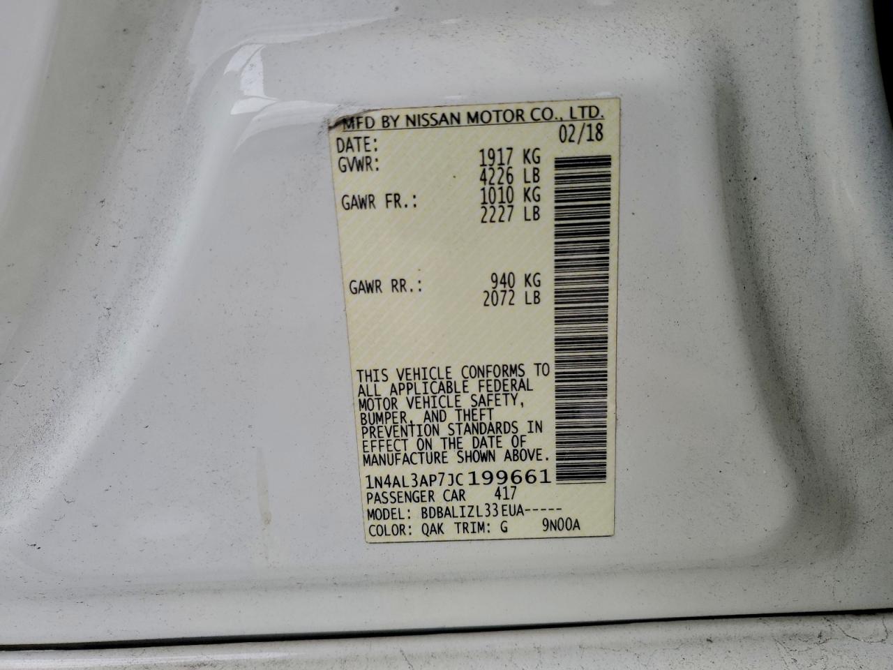2018 NISSAN ALTIMA 2.5 photo 12